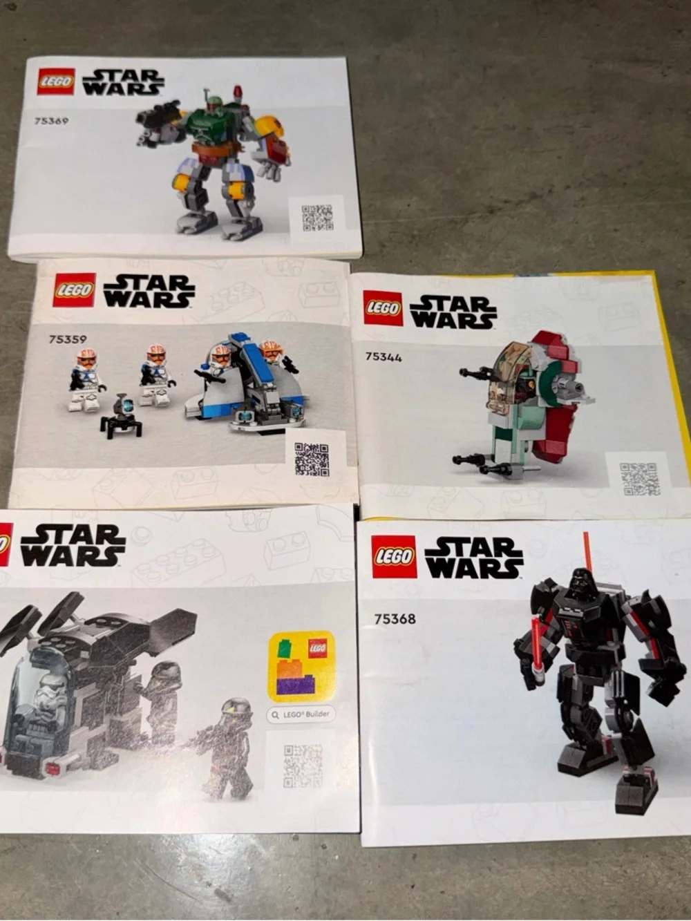 Lego Star Wars‎ Instruction Booklets - White, Red, Blue, Green, Yellow, Black